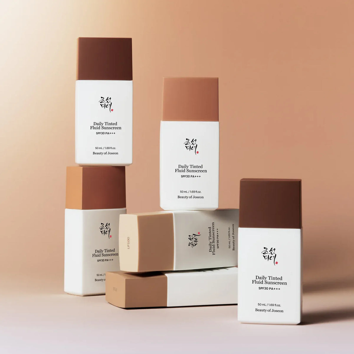 several white and brown containers