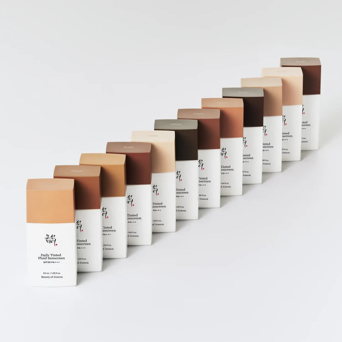 a row of different shades of makeup