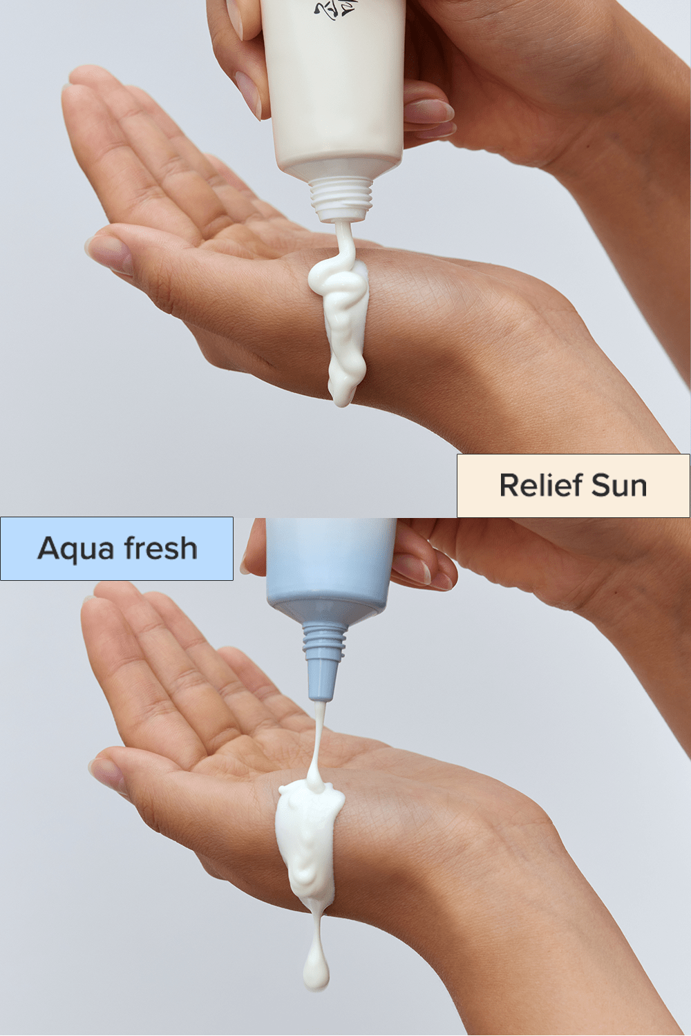 a collage of hands pouring cream onto each other