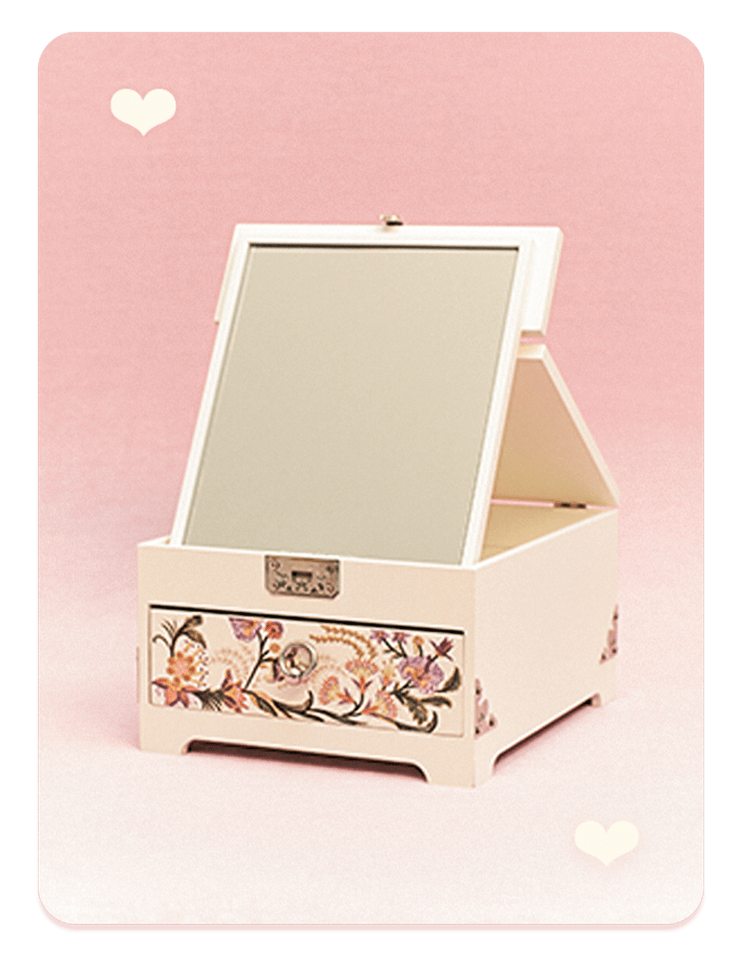 a white box with a mirror