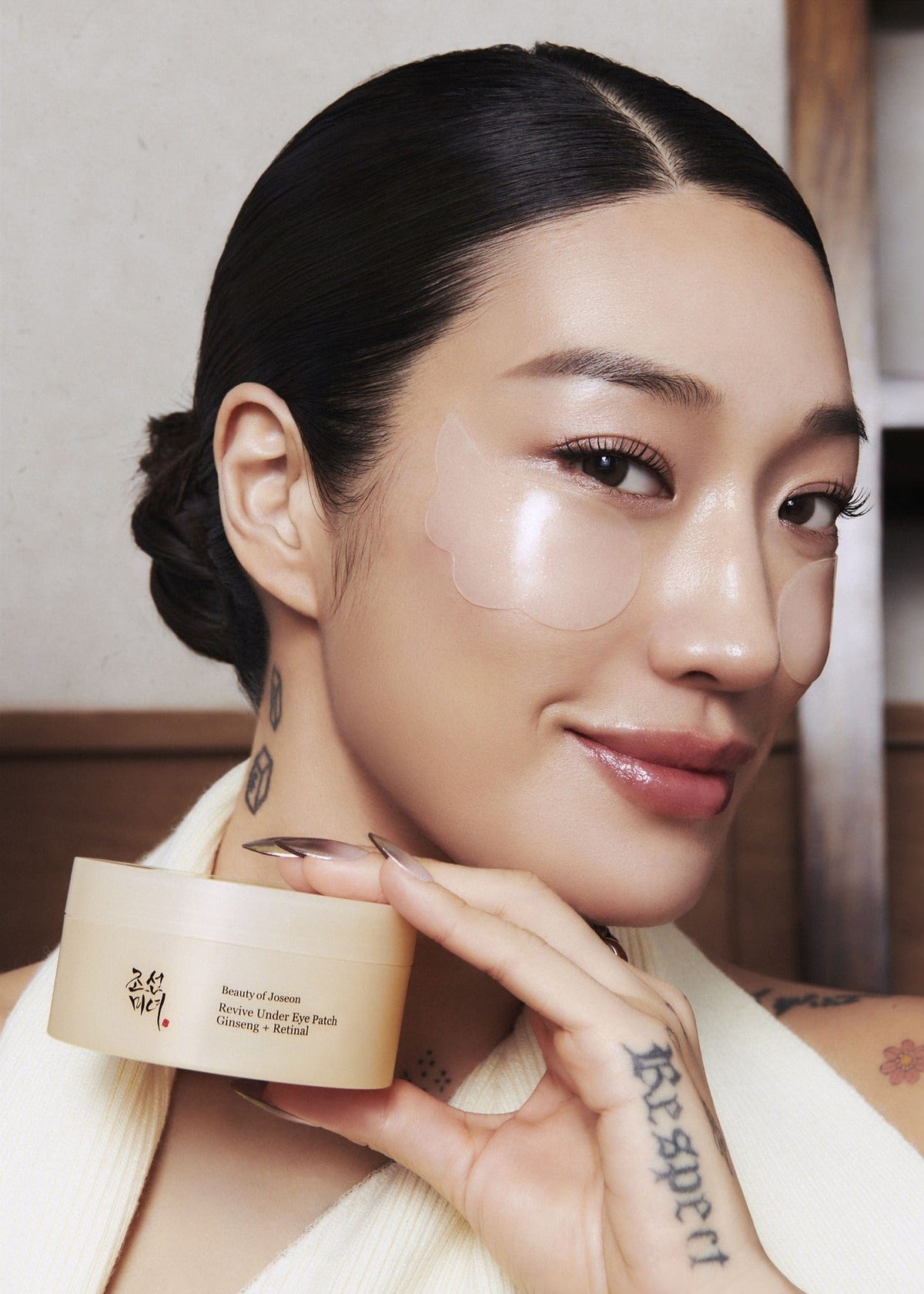 a woman with a face mask