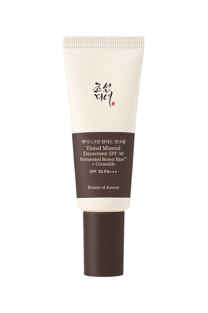 a white and brown tube with black text