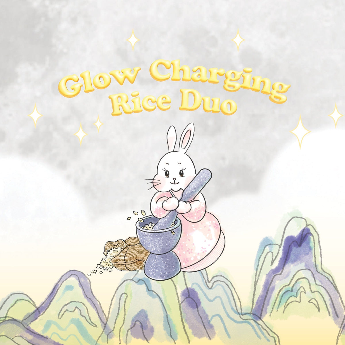cartoon of a rabbit with a mortar and pestle