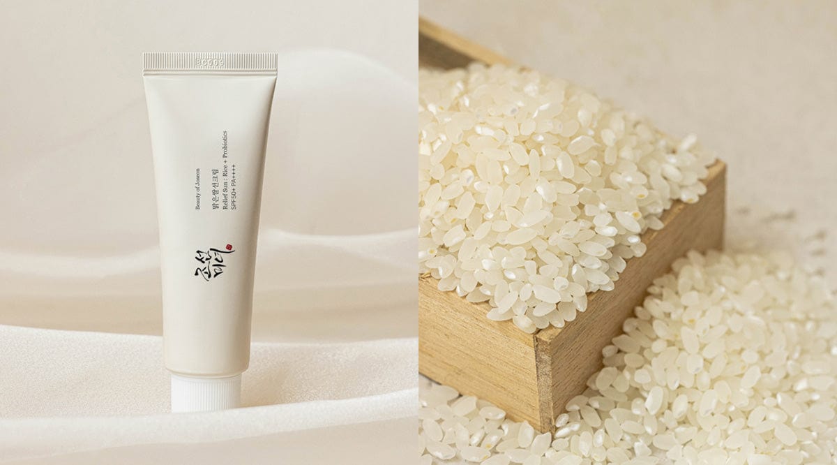 a tube of cream next to a pile of rice
