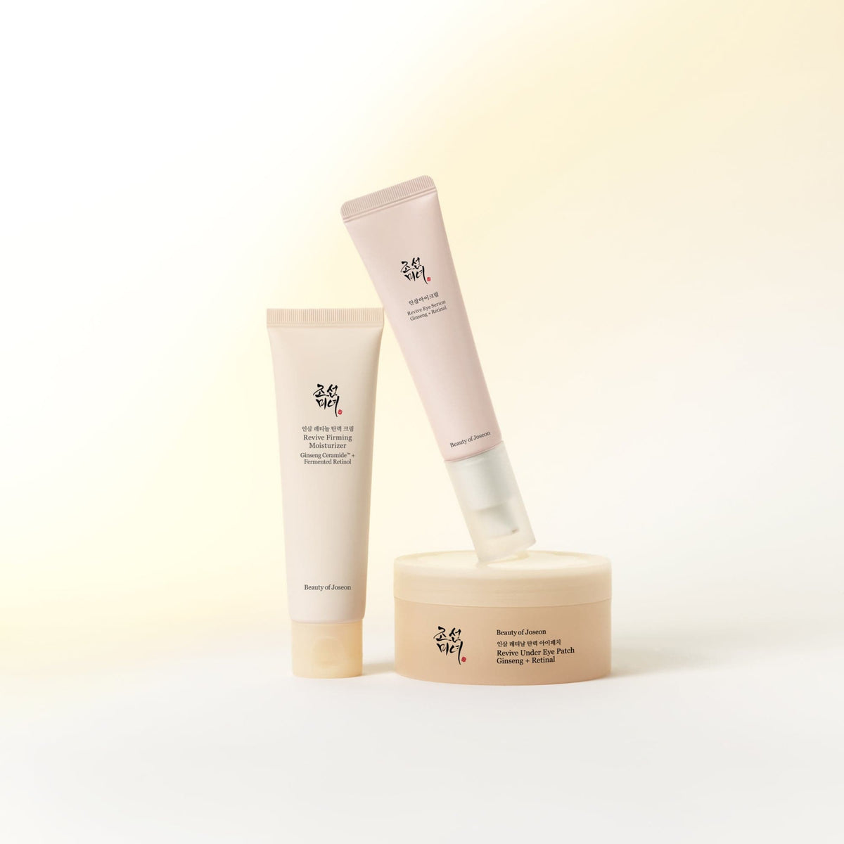 a group of creams and a container