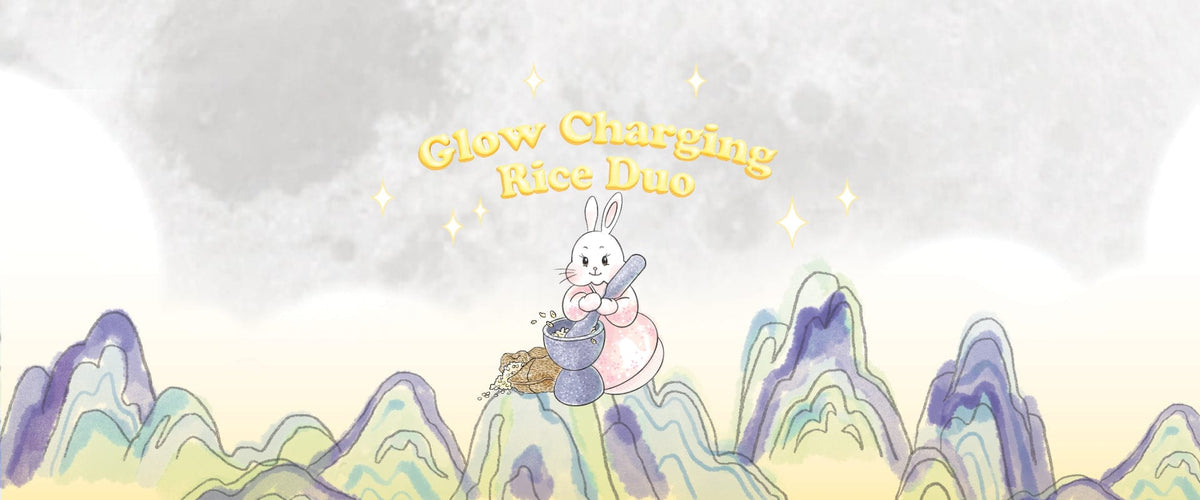 cartoon of a rabbit with a spoon and a bowl of rice